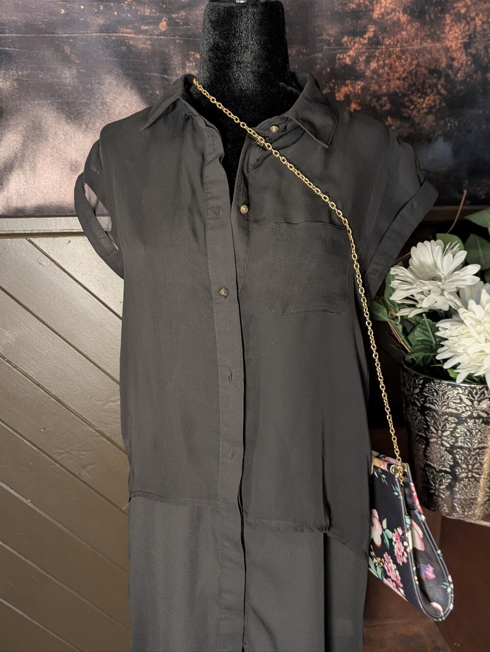 Semi Sheer Black Blouse.      S/M